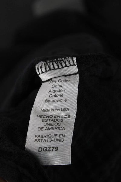 Michael Stars Women Basic Black V-Neck Short Sleeve Blouse Rayon Silk Size S