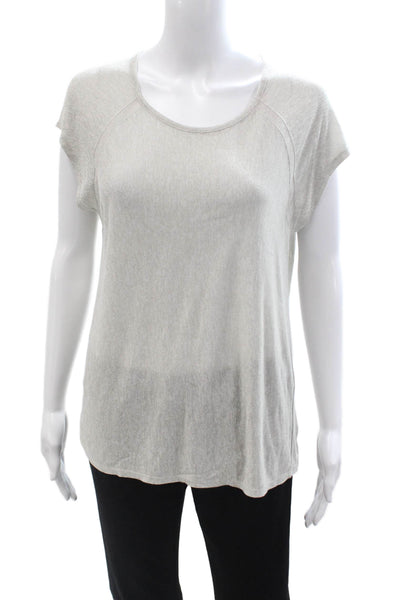 Vince Women Basic Gray Modal Blend Round Neck Short Sleeve T-Shirt Size S