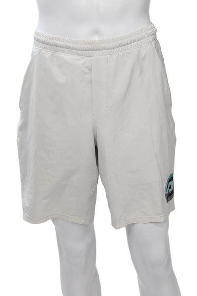 Lululemon Mens Sweat Shorts White Nylon Blend Sports Size S