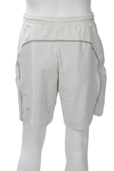 Lululemon Mens Sweat Shorts White Nylon Blend Sports Size S