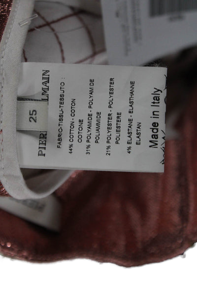 Pierre Balmain Unisex Pink Argyle Designer Shorts Button Closure Size 25