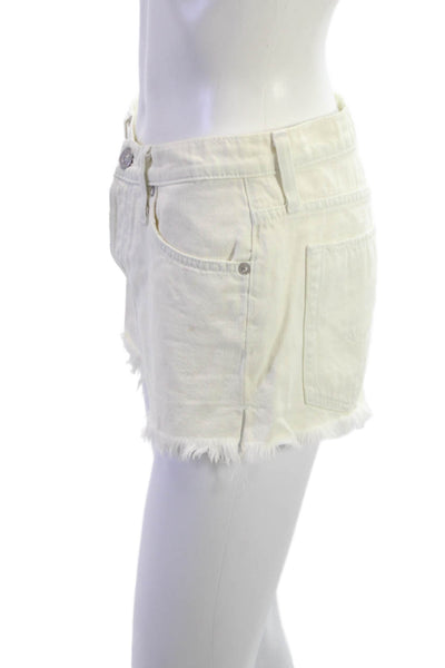 Hudson Unisex White Cotton Solid Beach Button Shorts Size 25