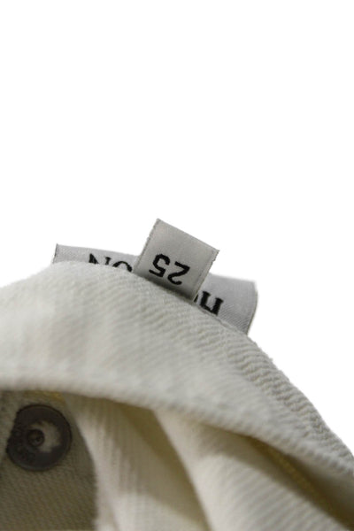 Hudson Unisex White Cotton Solid Beach Button Shorts Size 25