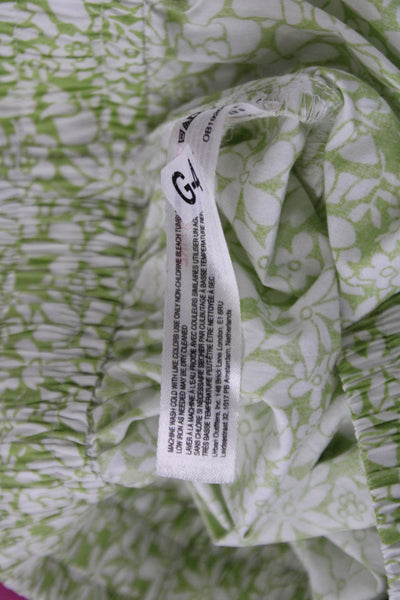 Anthropologie Unisex Bohemian Floral Cotton Drawstring Shorts Green Size XS