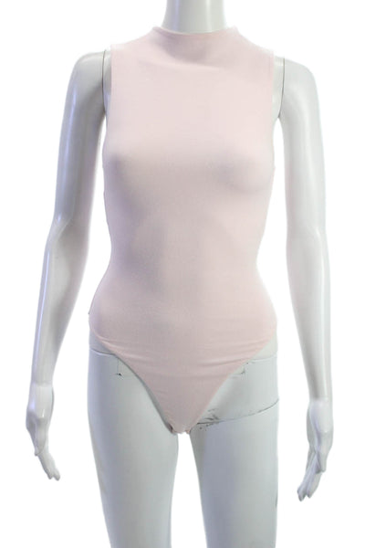 Naked Wardrobe Women Pink High Neck Sleeveless Bodysuit 95% Viscose Size XS