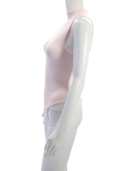 Naked Wardrobe Women Pink High Neck Sleeveless Bodysuit 95% Viscose Size XS