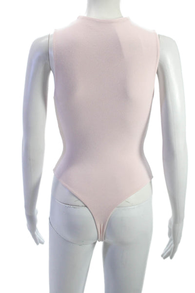 Naked Wardrobe Women Pink High Neck Sleeveless Bodysuit 95% Viscose Size XS