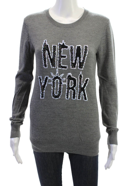 Markus Lupfer Unisex Pullover Sweater Gray Merino Wool Crew Neck Size XS