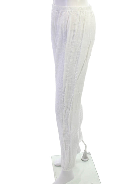 Eberjey Unisex Ankle Sweatpants White Check 100% Cotton Size S