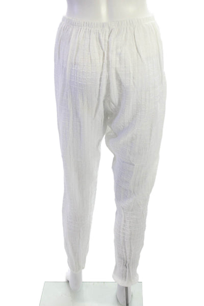 Eberjey Unisex Ankle Sweatpants White Check 100% Cotton Size S