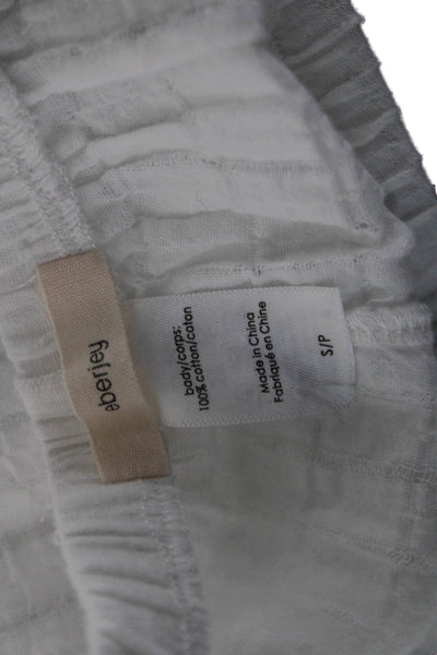 Eberjey Unisex Ankle Sweatpants White Check 100% Cotton Size S