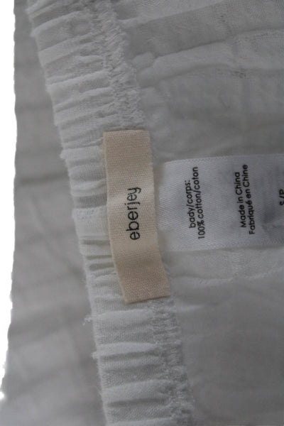 Eberjey Unisex Ankle Sweatpants White Check 100% Cotton Size S
