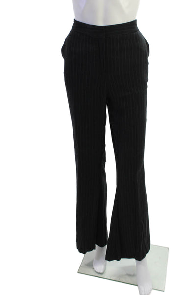Drew Womens Dress Pants Black Striped Viscose Wool Zip Size 6