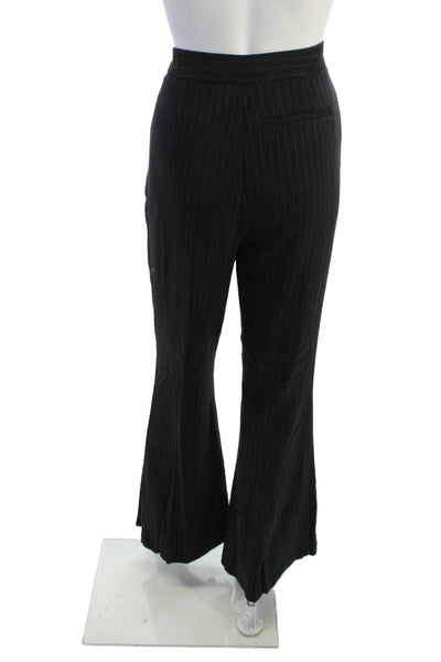 Drew Womens Dress Pants Black Striped Viscose Wool Zip Size 6