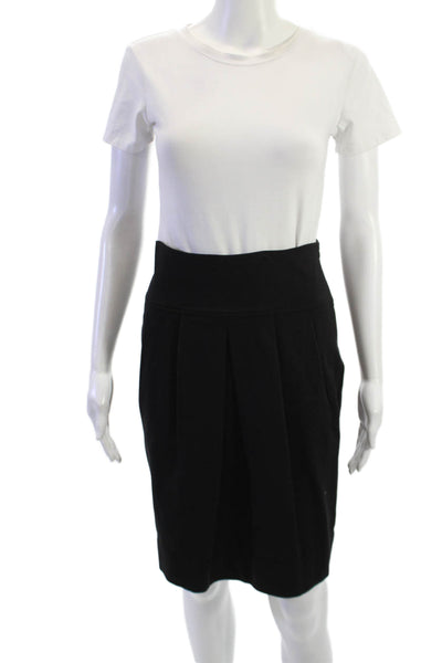 Theory Womens Pleated Skirt Black Viscose Stretch Size 6