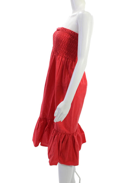 Rhode Women Sundress Red Cotton Sleeveless Knee Length Beach Size S