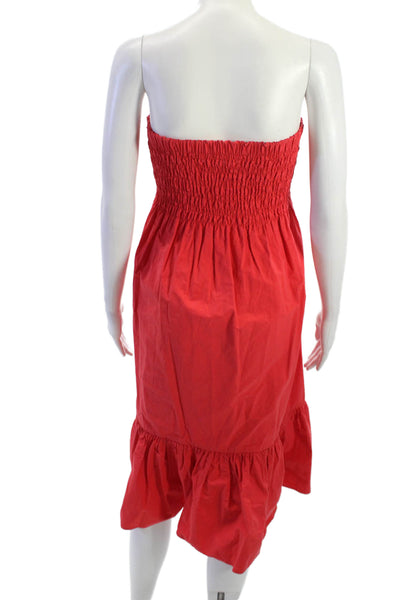 Rhode Women Sundress Red Cotton Sleeveless Knee Length Beach Size S