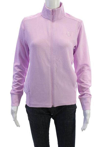 Adidas Womens Windbreaker Pink High Neck Zip Long Sleeve Size S