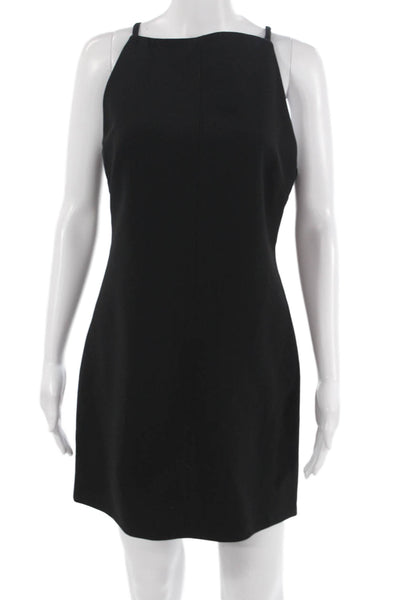 Zara Women Shift Mini Dress Black High Neck Sleeveless Zip Size M
