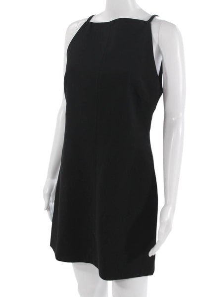 Zara Women Shift Mini Dress Black High Neck Sleeveless Zip Size M