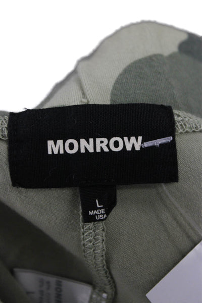Monrow Unisex Cargo Sweat Shorts Army Camo 90% Cotton 10% Spandex Size L