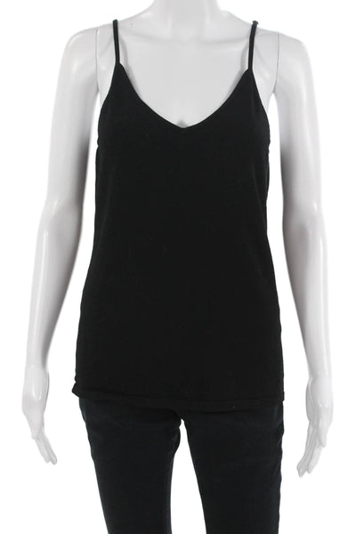 Minnie Rose Women Black V Neck Camisole Supima Spandex Sleeveless Size L