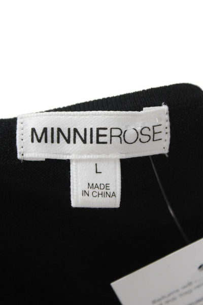 Minnie Rose Women Black V Neck Camisole Supima Spandex Sleeveless Size L