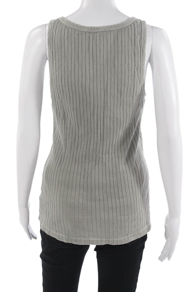 Standard James Perse Women Basic Striped Cotton Tank Gray Size 2