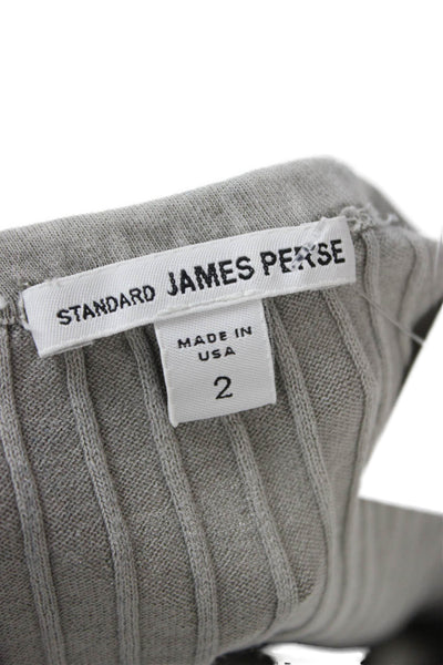 Standard James Perse Women Basic Striped Cotton Tank Gray Size 2