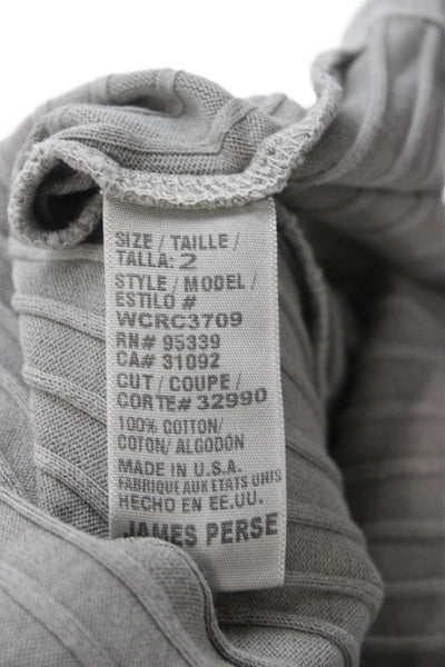 Standard James Perse Women Basic Striped Cotton Tank Gray Size 2