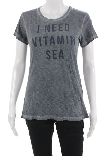 Sundry Womens Basic Gray Graphic Crew Neck Short Sleeve T-Shirt Size 1