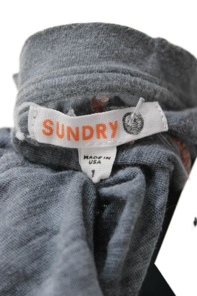 Sundry Womens Basic Gray Graphic Crew Neck Short Sleeve T-Shirt Size 1