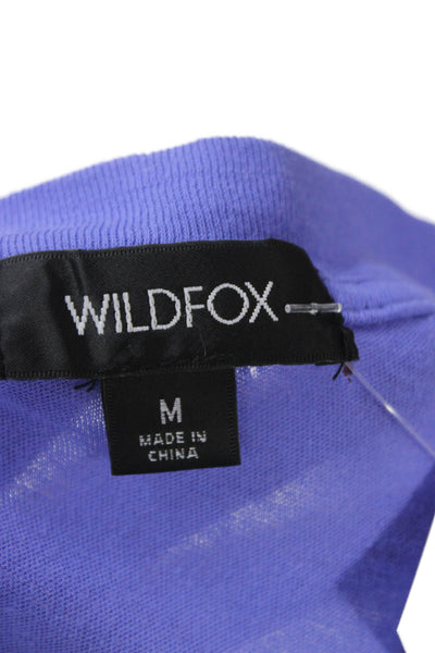Wildfox Womens Basic Graphic Tee Purple Crew Neck Cotton Short Sleeve Size M