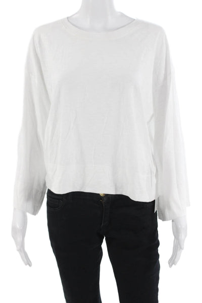 Nation LTD Womens Basic White Pima Cotton Crew Neck Long Sleeve T-Shirt Size M