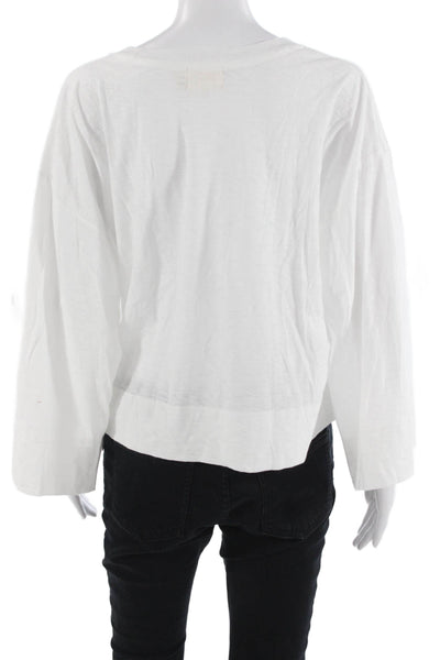 Nation LTD Womens Basic White Pima Cotton Crew Neck Long Sleeve T-Shirt Size M