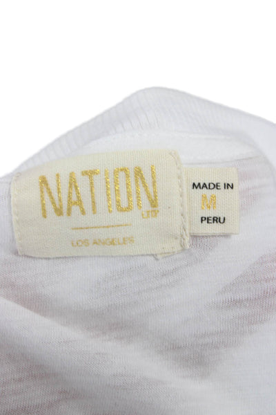 Nation LTD Womens Basic White Pima Cotton Crew Neck Long Sleeve T-Shirt Size M