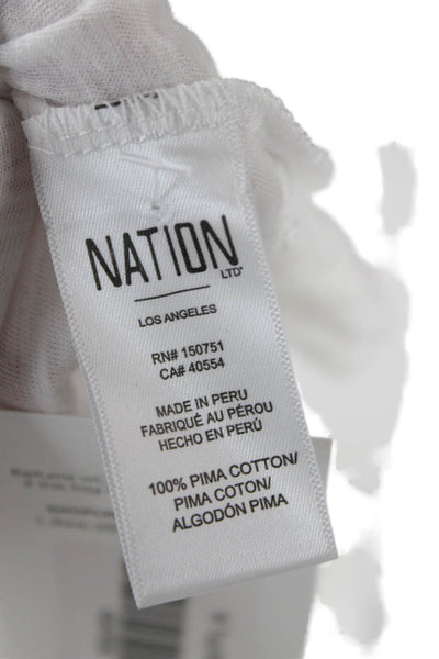 Nation LTD Womens Basic White Pima Cotton Crew Neck Long Sleeve T-Shirt Size M