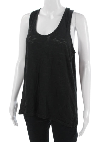 Goldie Womens Black Pima Cotton Jersey Tank Sleeveless Round Neck Size L
