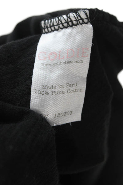 Goldie Womens Black Pima Cotton Jersey Tank Sleeveless Round Neck Size L