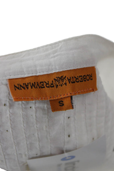 Roberta Freymann Women Tunic Blouse White Cotton Long Sleeve Button Size S