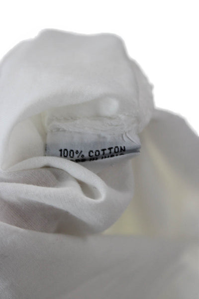 Roberta Freymann Women Tunic Blouse White Cotton Long Sleeve Button Size S