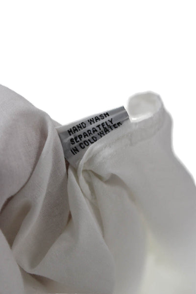 Roberta Freymann Women Tunic Blouse White Cotton Long Sleeve Button Size S