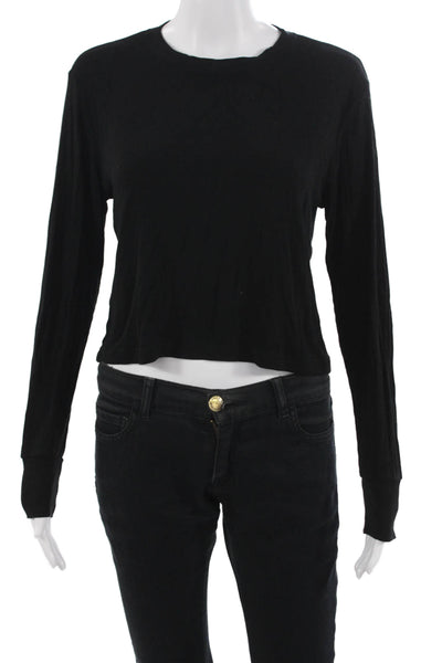 LNA Womens Black Cropped Long Sleeve T Shirt Size M