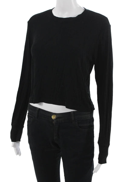 LNA Womens Black Cropped Long Sleeve T Shirt Size M