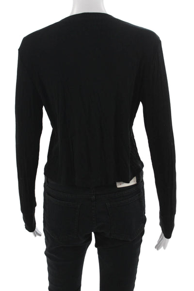 LNA Womens Black Cropped Long Sleeve T Shirt Size M