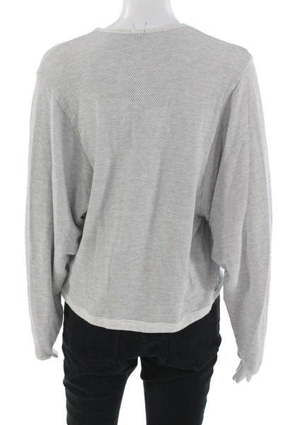 Monrow Unisex Pullover V-Neck Gray Long Sleeve Rayon Spandex Sweater Size XS