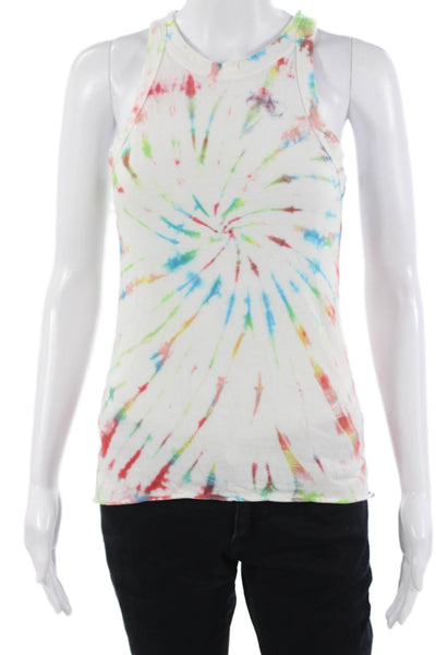 Wesley Women White Cotton Crew Neck Basic Tank Sleeveless Size L