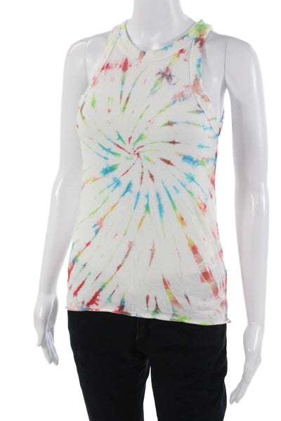 Wesley Women White Cotton Crew Neck Basic Tank Sleeveless Size L