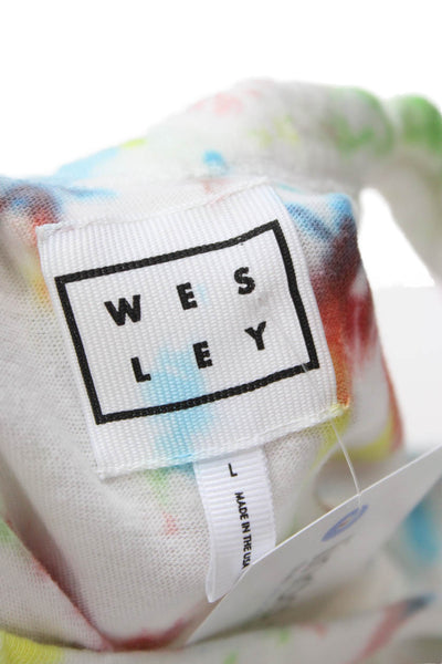 Wesley Women White Cotton Crew Neck Basic Tank Sleeveless Size L