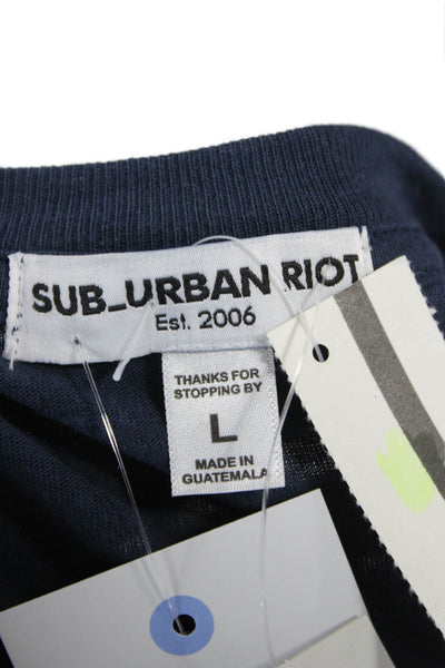 Sub_Urban Riot Women Dark Blue Basic Graphic T-Shirt Crew Neck Size L